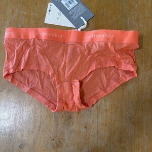 Icebreaker Women's Sprite Hot Pants Wool Blend Underwear in Coral Size M